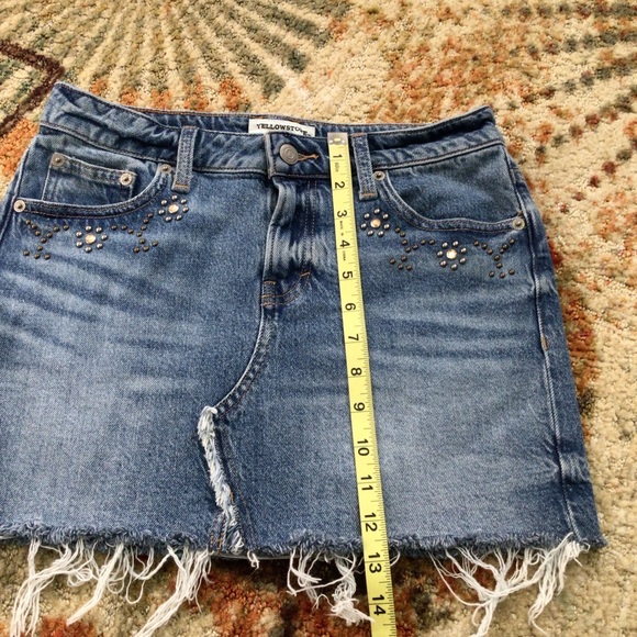 Lucky Brand Yellowstone Western Ranch Beth Dutton Denim Skirt Studded - Picture 10 of 12
